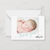 予算のスクリプト写真の少年の赤ちゃん感謝していシャワーあなた ノートカード (正面)