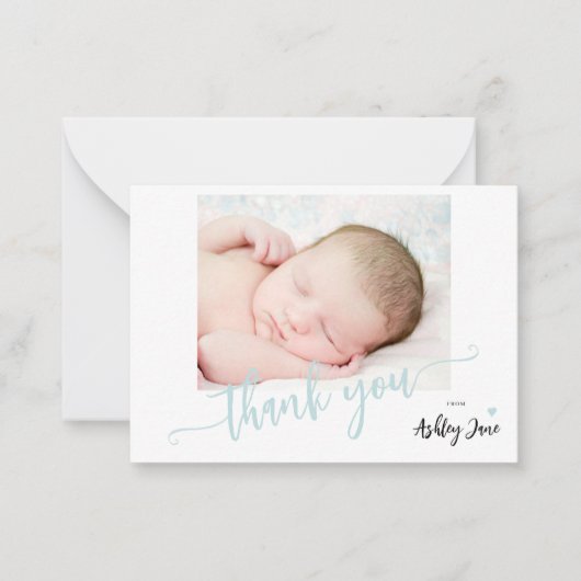 予算のスクリプト写真の少年の赤ちゃん感謝していシャワーあなた ノートカード (正面)