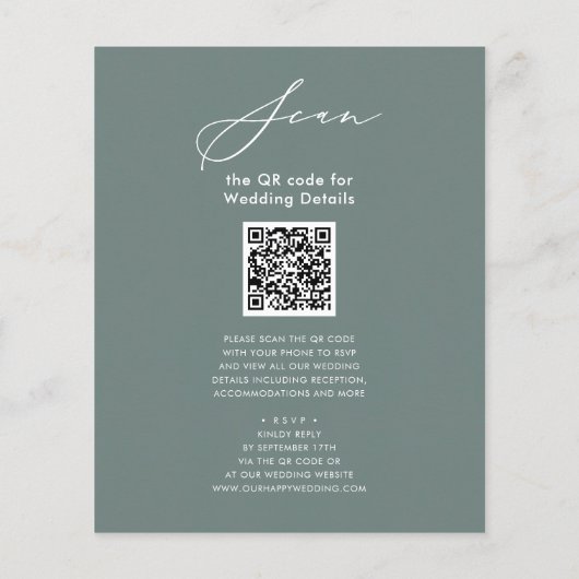 予算のセージグリーンQRコードすべて結婚の チラシ (裏面)