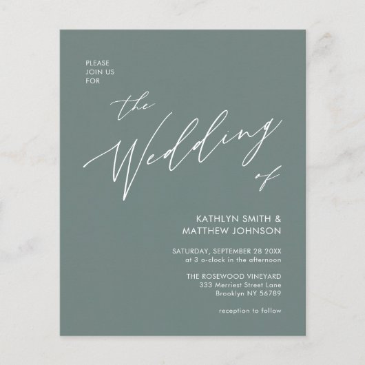 予算のセージグリーンQRコードすべて結婚の チラシ (正面)