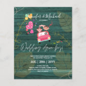 予算のドライブバイ結婚式の招待 – 漫画のカップル (正面)