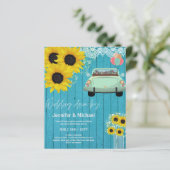 予算のドライブバイ結婚式の招待 – 漫画のカップル (スタンド正面)