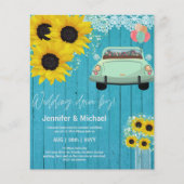 予算のドライブバイ結婚式の招待 – 漫画のカップル (正面)