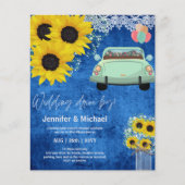 予算のドライブバイ結婚式の招待 – 漫画のカップル (正面)