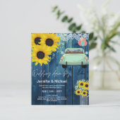 予算のドライブバイ結婚式の招待 – 漫画のカップル (スタンド正面)