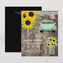 予算のドライブバイ結婚式の招待 – 漫画のカップル