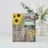 予算のドライブバイ結婚式の招待 – 漫画のカップル (スタンド正面)