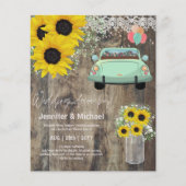 予算のドライブバイ結婚式の招待 – 漫画のカップル (正面)