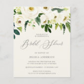 予算のブライダルシャワーへの招待に白いバラ (正面)