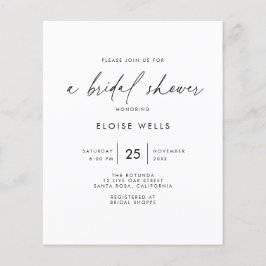 予算のブライダルシャワーへの招待 チラシ