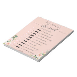 予算のブライダルシャワー彼は、彼女はゲームのメモ帳を言った ノートパッド