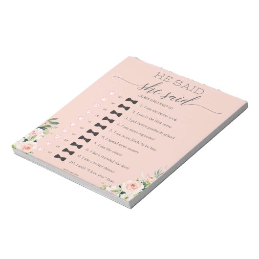 予算のブライダルシャワー彼は、彼女はゲームのメモ帳を言った ノートパッド (回転)