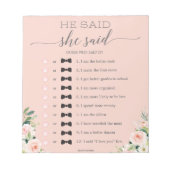 予算のブライダルシャワー彼は、彼女はゲームのメモ帳を言った ノートパッド (正面)