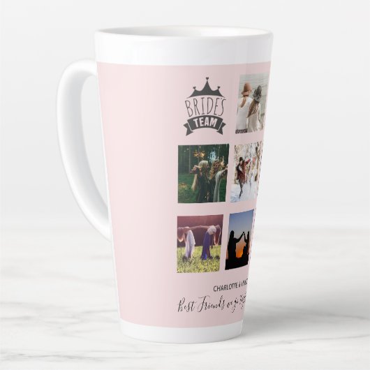 予算のブライドメイドギフト写真コラージュ引用文BFF カフェラテマグ (左アングル)