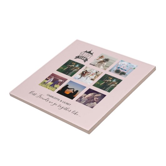 予算のブライドメイドギフト写真コラージュ引用文BFF タイル (側面)