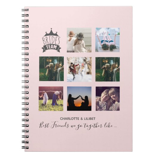 予算のブライドメイドギフト写真コラージュ引用文BFF ノートブック (正面)