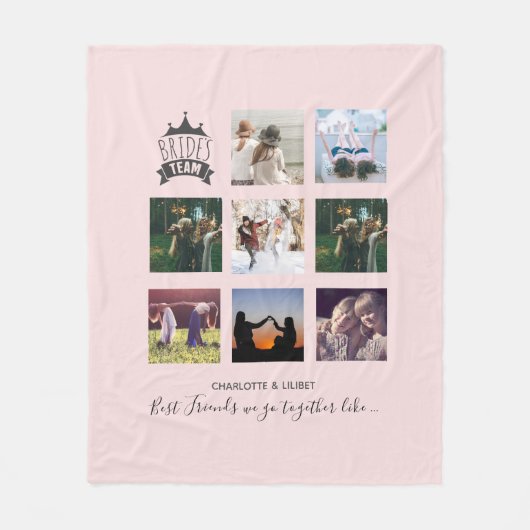 予算のブライドメイドギフト写真コラージュ引用文BFF フリースブランケット (正面)
