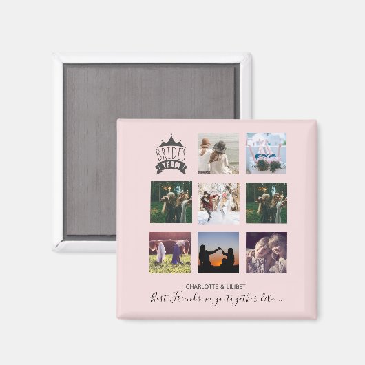 予算のブライドメイドギフト写真コラージュ引用文BFF マグネット (正面/裏面)