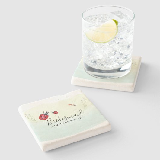 予算のブライドメイドブライダルパーティギフトLADYBUG ストーンコースター (横)