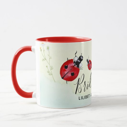 予算のブライドメイドブライダルパーティギフトLADYBUG マグカップ (左)