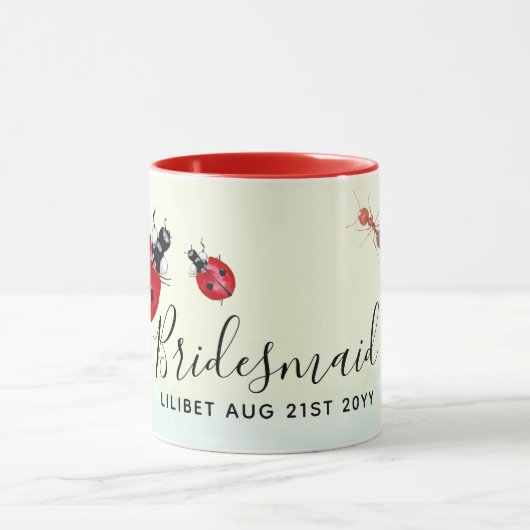 予算のブライドメイドブライダルパーティギフトLADYBUG マグカップ (中央)
