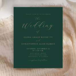 予算のミニマリストのダークグリーン金ゴールド結婚スクリプト