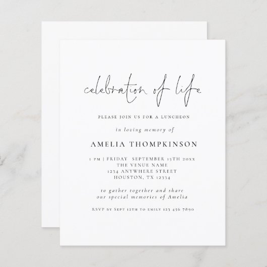 予算のミニマルなスクリプトお祝い (正面/裏面)