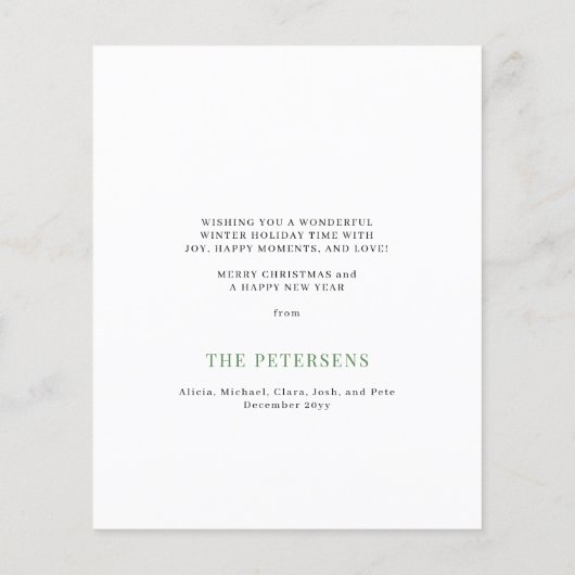 予算のミニマルなハッピーホリデーのグリーティングカード (裏面)