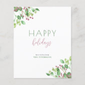 予算のミニマルなハッピーホリデーのグリーティングカード チラシ (正面)