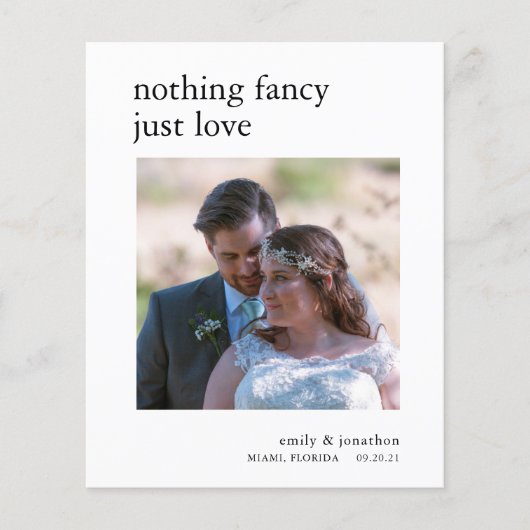 予算のミニマルな駆け落ち写真発表 (正面)