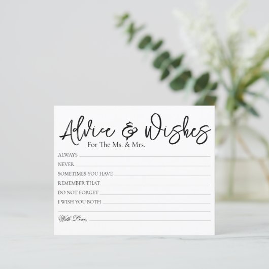 予算のミニマルアドバイス結婚ウィッシュカード (スタンド正面)