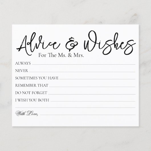 予算のミニマルアドバイス結婚ウィッシュカード (正面)