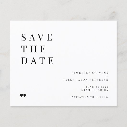 予算のミニマルモダンリストの結婚式の日付を保存 チラシ (正面)