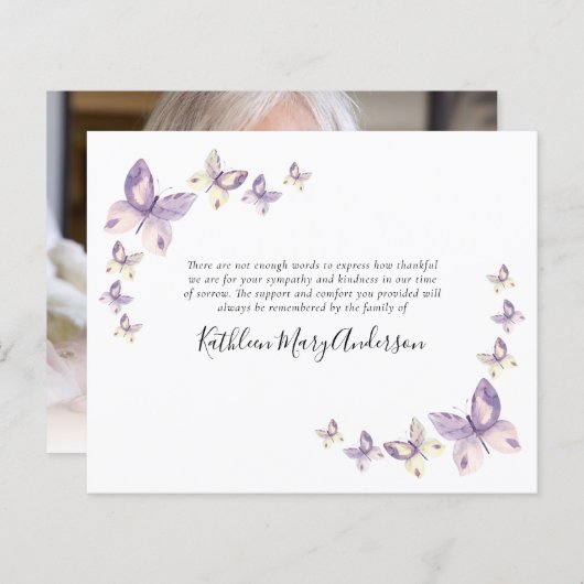 予算のメモリアルサンキューカード |蝶 (正面/裏面)