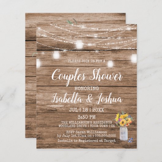 予算のライトアップとメイソンジャールカップルシャワー (正面/裏面)