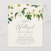 予算の上に白いバラの緑の葉結婚の (正面)