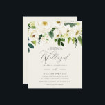 予算の上に白いバラの緑の葉結婚の<br><div class="desc">ホワイトローズグリーンリーフオンアバジェット結婚式招待状</div>