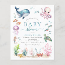 予算の下の海獣ベビーシャワー招待状