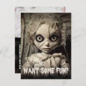 予算の不気味なサック人形アダルトハロウィン招待状 インビテーションポストカード (正面/裏面)