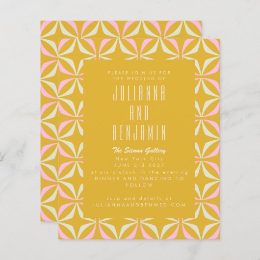 予算の中モダン部幾何黄色の結婚ピンク (正面/裏面)