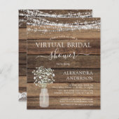 予算の仮想ブライダルシャワー素朴招待状 (正面/裏面)