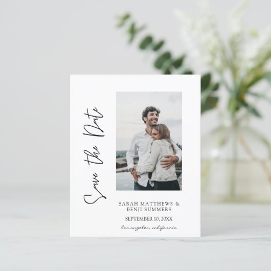 予算の写真と手のタイポグラフィ日付の保存 (スタンド正面)