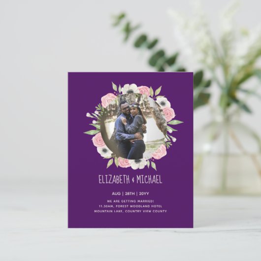 予算の写真の結婚式の招待 – フローラリース (スタンド正面)