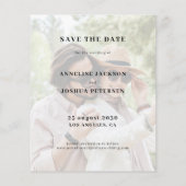 予算の写真タイポグラフィ結婚式の日付を保存 (裏面)