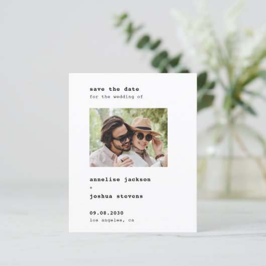 予算の写真タイポグラフィ結婚式の日付を保存 (スタンド正面)