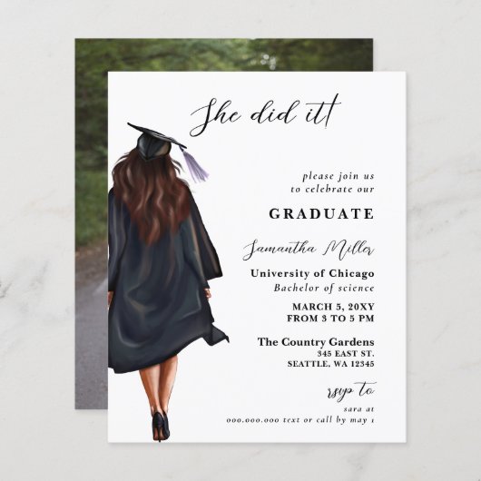 予算の写真彼女はそれを卒業招待状 (正面/裏面)