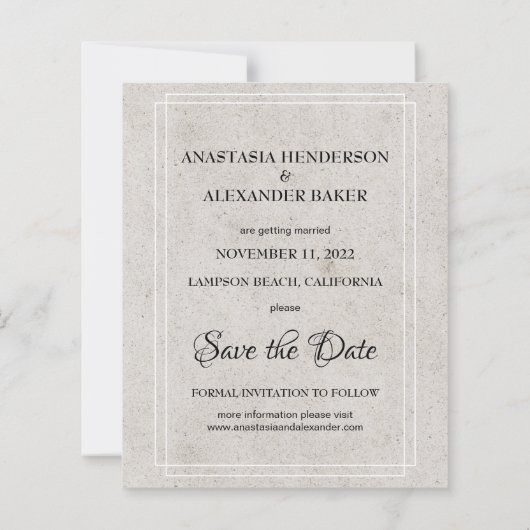 予算の写真日付の招待を保存。 (裏面)