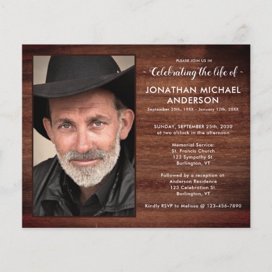 予算の写真素朴お祝いの生活招待状 (正面)