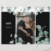 予算の写真rsvp詳細3つ折り黒結婚の チラシ (裏面)