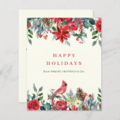 予算の冬のフローラビジネスロゴホリデーカード (正面/裏面)
